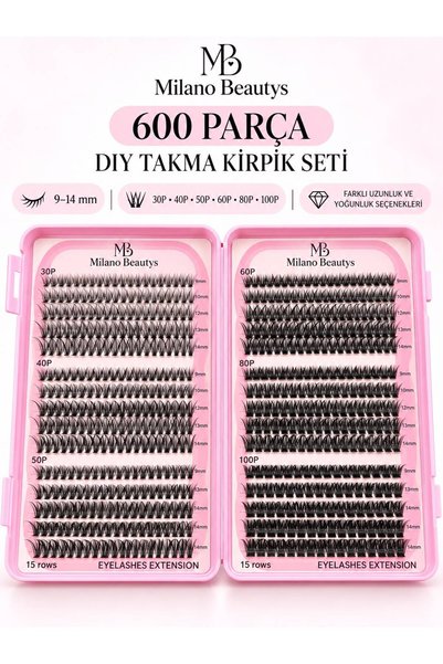 MİLANO BEAUTYS Takma Kirpik Seti Kitap Model 600 Parça 30P 40P 50P 60P 80P 10...
