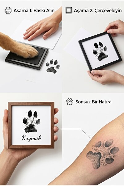 Arama Burda Kedi Köpek Pati İzi Fotoğraf Çerçevesi Seti