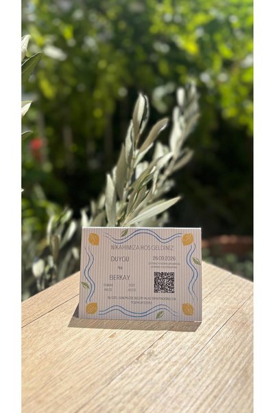 COMO COLLECTİON 20 ADET LİMON VE ÇERÇEVE DETAYLI QR KODLU MASA KARTI - DÜĞÜN ...
