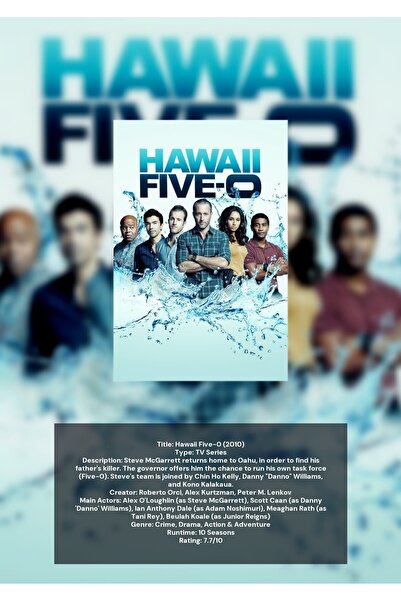 OEM Infographic Poster Hawaii Five-0, TV Series Cop, Cardboard 250g, A4