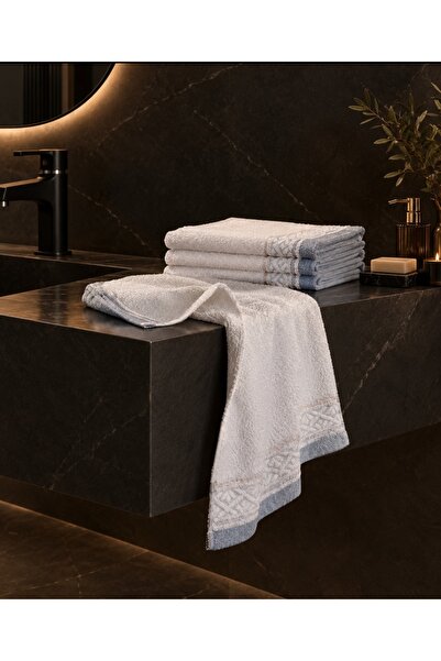 Madame Coco Alouette 4-Pack Cotton Hand Towels - White/Blue - 30X45 cm