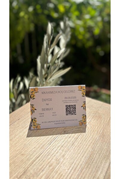 COMO COLLECTİON 20 ADET MİNİ MİNİ LİMON DETAYLI QR KODLU MASA KARTI - DÜĞÜN -...