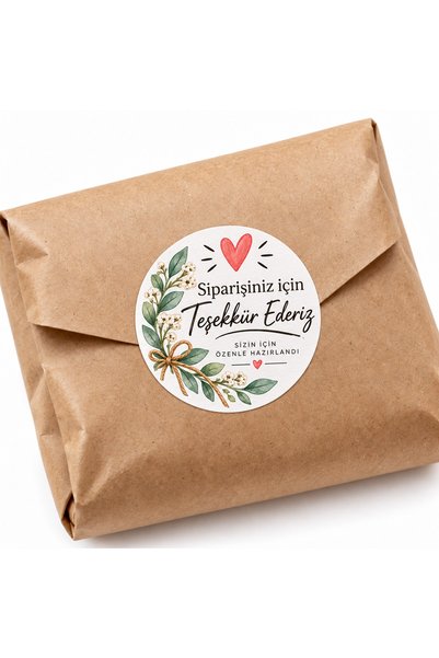 Avrupa Tedarik Siparişiniz İçin Teşekkür Ederiz Sticker 4 cm 48 Adet Çiçekli Yuvarlak Paketleme Etiketi