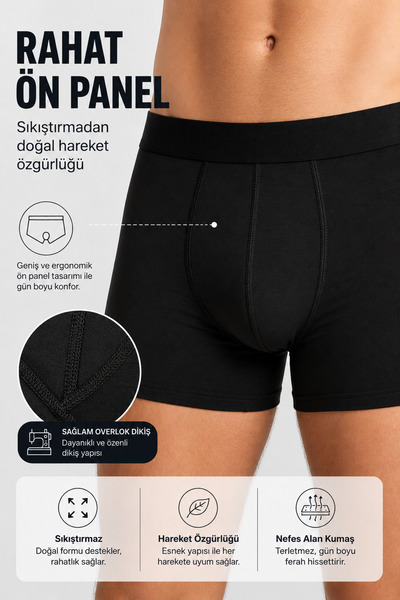 Vien&Karl Siyah 5'li Paket Pamuk Likra Erkek Boxer Eko set