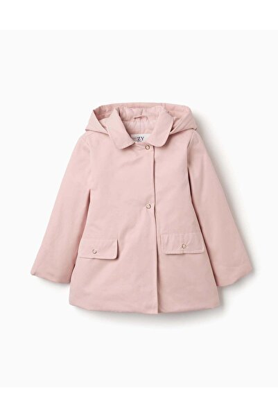 Ziddy Padded Parka With Detachable Hood And Pockets For Girls, Light Pink