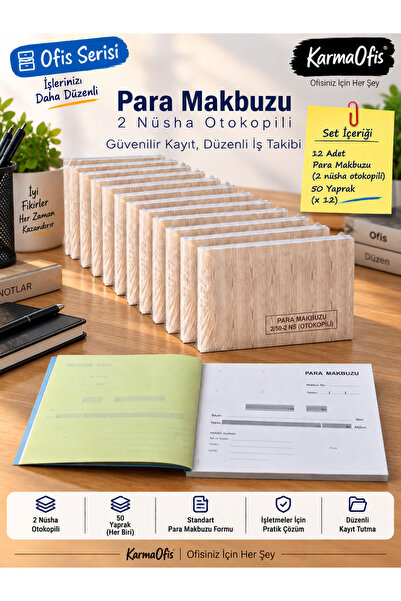 KarmaOfis 2 Nüsha Otokopili Money Receipts 50 Sheets – 12 Optional Pieces