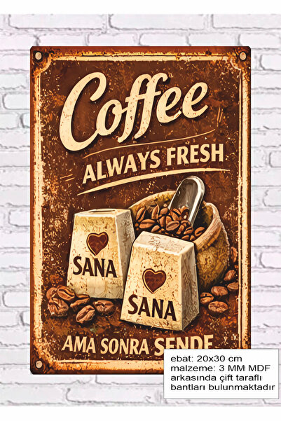 Hayat Poster Coffee Love Lover Coffee Corner Decoration Mdf Painting Retro Wo...