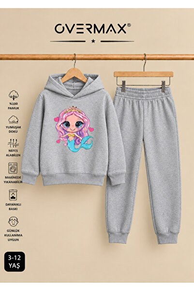 OVERMAX Mermaid Printed Hooded Tracksuit Set – Ages 3-12