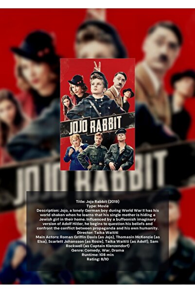 OEM Αφίσα Ινφογραφικού Σχεδίου Jojo Rabbit, Ταινία Κωμωδίας-Δράματος, Χαρτόνι...