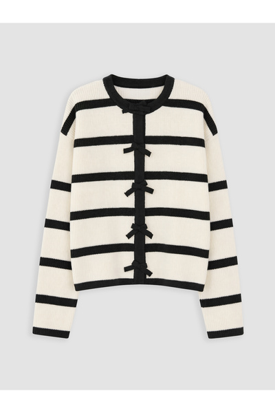 LC Waikiki Bow Detailed Crew Neck Girls' Cardigan