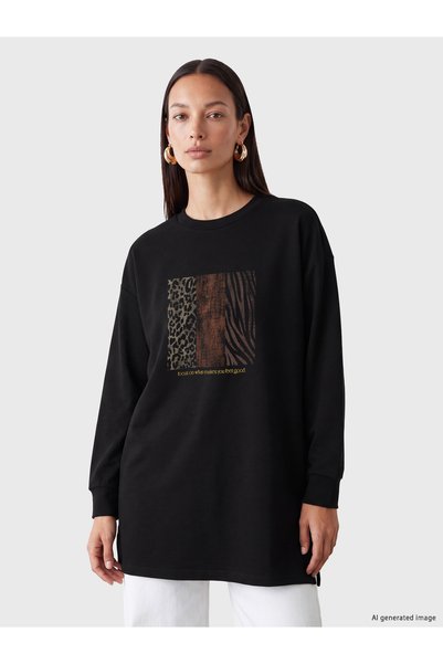 LC Waikiki Γυναικεία Τουνίκ Oversize με Στάμπα και Απαλή Υφή