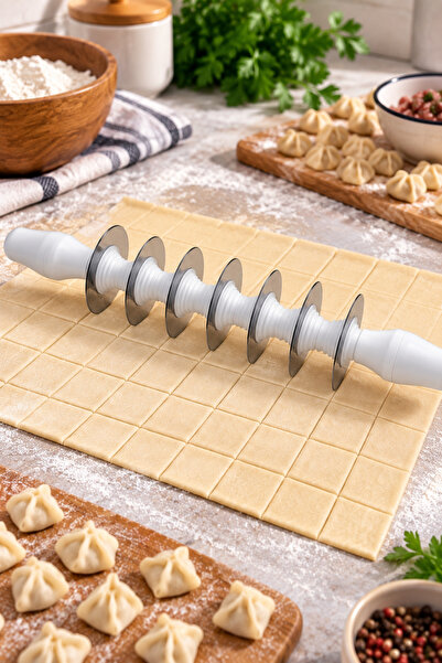 DrBambu 7 Bıçaklı Mantı Kesme Aparatı – Eşit Kare Kesim Hamur Kesici, Pratik ...