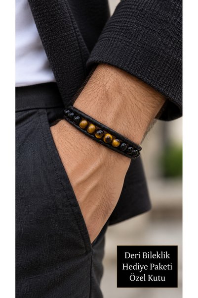 HER ŞEY NOTA www.herseynota.com Vercelio Ember Black Leather Men's Bracelet -...