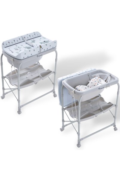 TEKNUM 2-In-1 Bath Tub & Changing Table - Grey