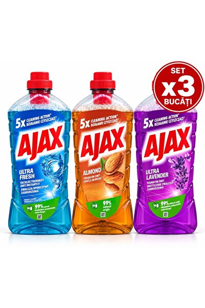 Ajax 3x 1L σετ δαπέδου φρέσκο+αμύγδαλο+λεβάντα
