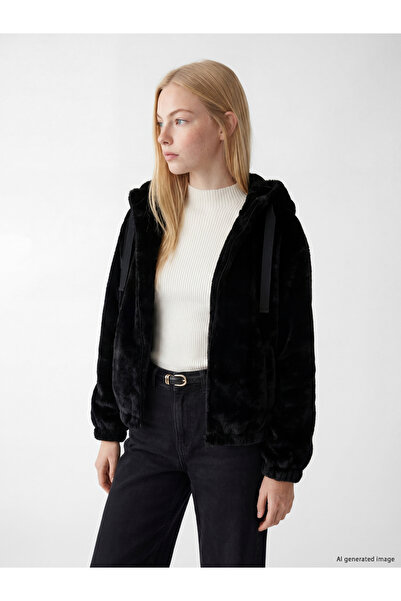 LC Waikiki Γυναικείο Αφράτο Παλτό Oversize με Κουκούλα