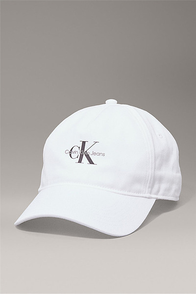Calvin Klein Monologo Printed Baseball Cap Erkek Baseball Şapka Beyaz