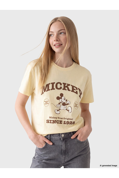 LC Waikiki Tricou de damă din bumbac 100% cu imprimeu Mickey Mouse