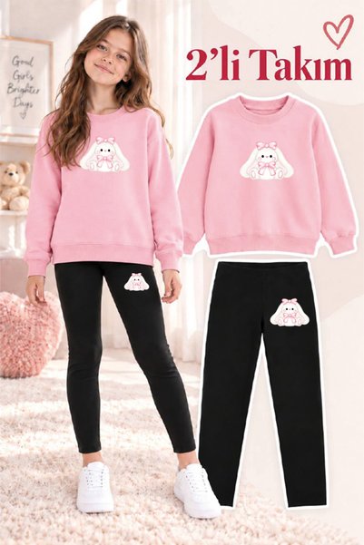 genosha Girl's Crew Neck Sweatshirt and Leggings 2-Piece Set