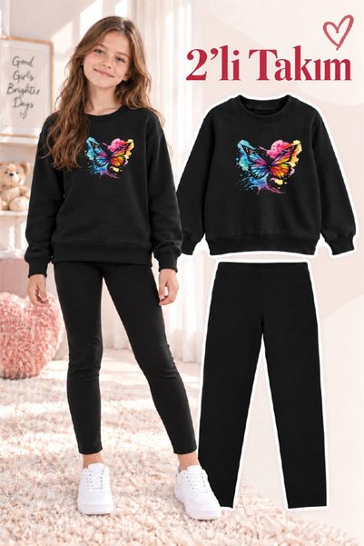genosha Girl's Crew Neck Sweatshirt and Leggings 2-Piece Set