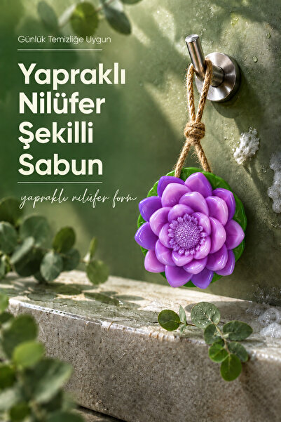 Vienev Leafy Purple Water Lily Shaped Solid Soap 9.5 X 3.5 cm Hangable Decora...