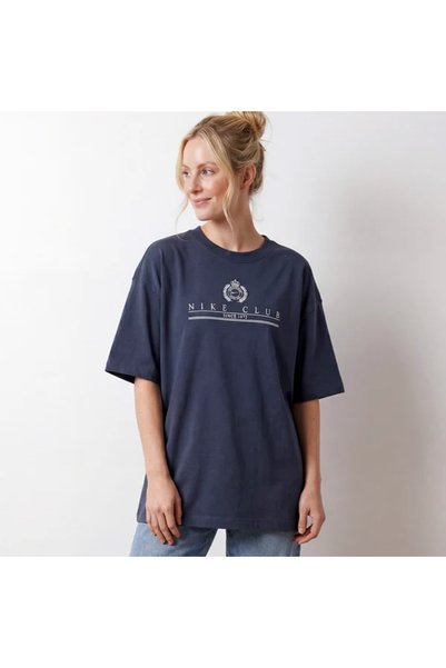 Nike W Nsw Classic Ss Tee Cntry Club Oversize Lacivert Kadın Tişört