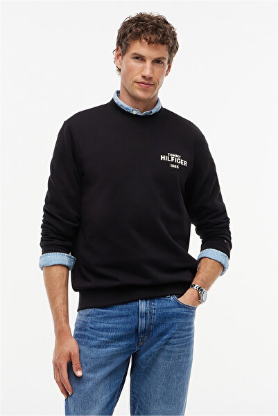 Tommy Hilfiger MW0MW44938 HILFIGER 1985 REF TERRY CREW BDS Μαύρο
