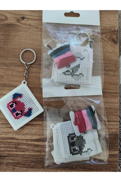 Shoplandu Kendin Yap Anahtarlıklı Mini Etamin Kiti - 3D Baskılı Etamin Kiti - Stitch
