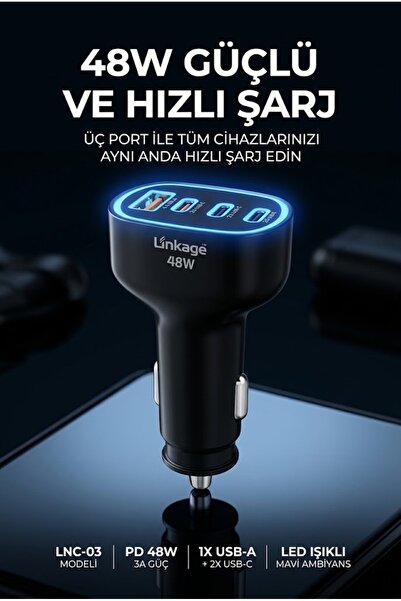 Linkage LNC-03 48W araç şarj cihazı.