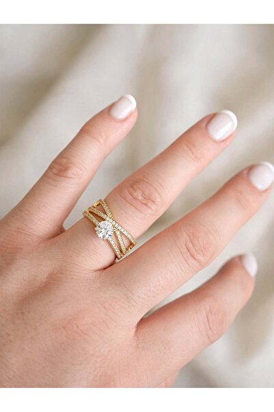 XP Xuping JEWELRY 14ayar altın kaplama zirkon taşlı kuyumcu model kadın yüzük...