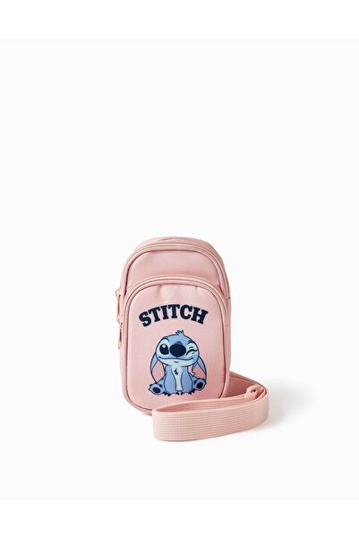 Ziddy Phone Bag With Stitch Print And Adjustable Strap For Girls, Light Pink