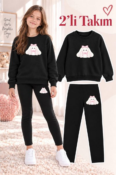 genosha Girl's Crew Neck Sweatshirt and Leggings 2-Piece Set