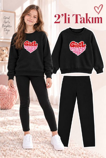 genosha Girl's Crew Neck Sweatshirt and Leggings 2-Piece Set