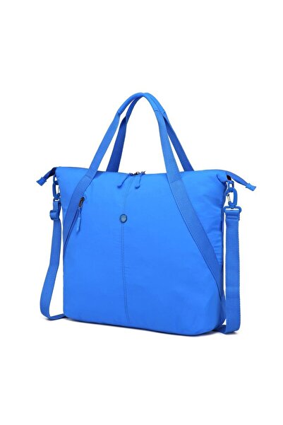 SMART BAGS Mikro Poly Kumaş Mavi Büyük Boy Kadın Omuz Çantası 3335