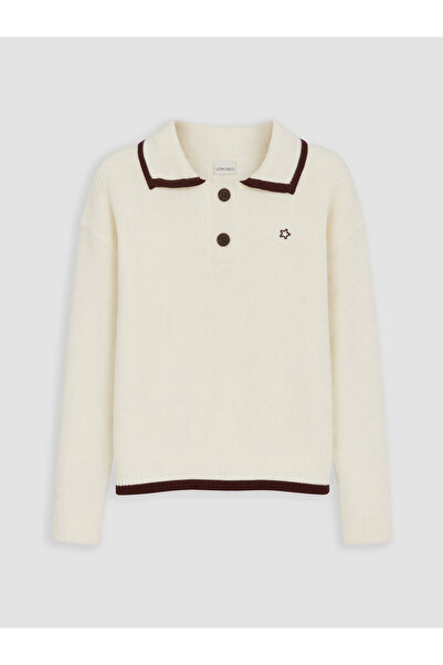 LC Waikiki Pulover tricotat pentru fete, brodat, cu guler polo