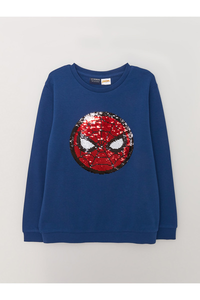 LC Waikiki Tricou de băieți cu mânecă lungă, cu guler rotund, imprimat Spider...