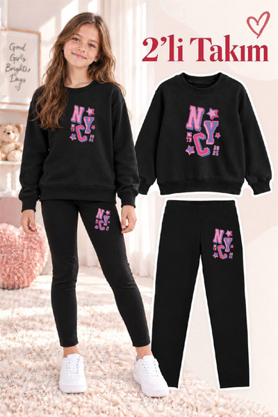 genosha Girl's Crew Neck Sweatshirt and Leggings 2-Piece Set