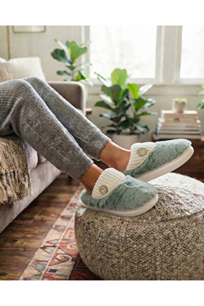 Enes Ayakkabıcılık Women's Button Detailed, Soft, Plush, Washable Home Slippe...