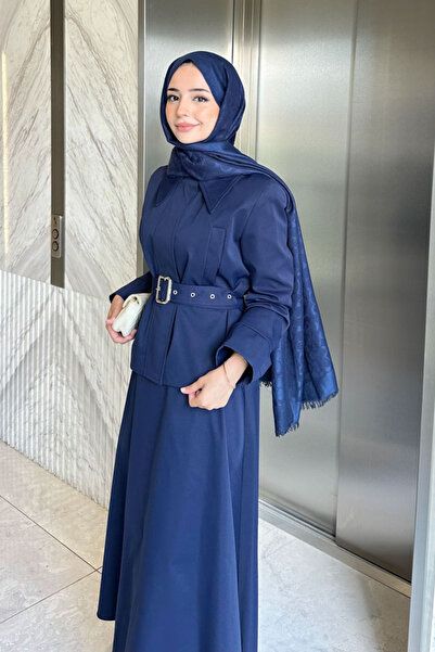 Ovn. Margot Canvas Kemerli Etekli Takım - Lacivert