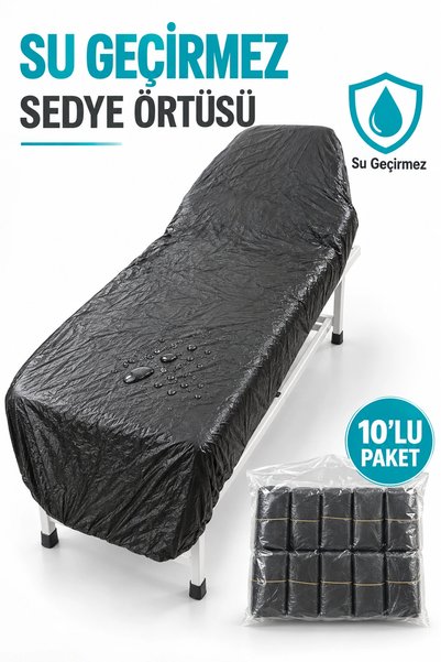 Tattoo Büyük Boy Su Geçirmez Sedye Örtüsü Siyah 10’lu Paket – Tek Kullanımlık...