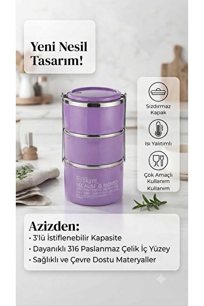 Leva House LUNCH BOX PASLANMAZ ÇELİK 3 KATLI 660+400+400 ML LV-30007