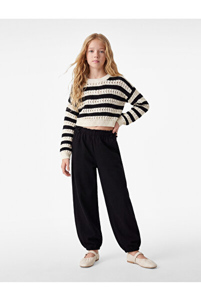 Koton Shalwar Pants with Bow Detail, Loose Fit, Elastic Waistband