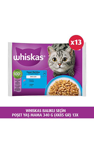 Whiskas Balıklı Seçim Poşet Yaş Mama 340 G (4X85 gr) 13X
