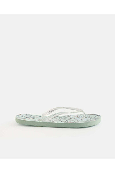 REDTAG Women Mint Botanical Printed Flip Flops