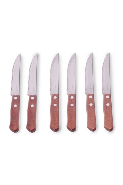 odjas Set de 6 cutite pentru friptura KAMILLE, inox, manere din lemn, 21,5cm