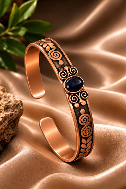 OSMANLI GÜMÜŞ Women's Copper Bracelet Handcrafted Pure Copper Oval Star Dust ...