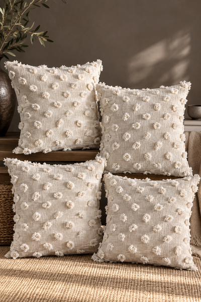 Decomia Home Σετ καλύμματα μαξιλαριών από ύφασμα σενίλ σε μπεζ χρώμα με κρυφό...