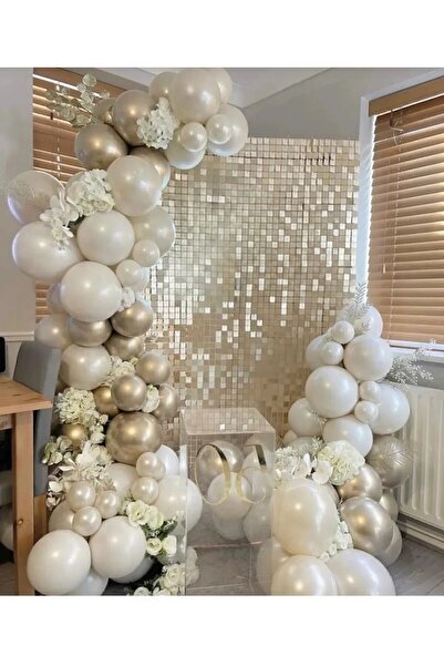 partiora konsept Deniz Kumu - Beyaz - White Gold Krom Balon Zincir Seti