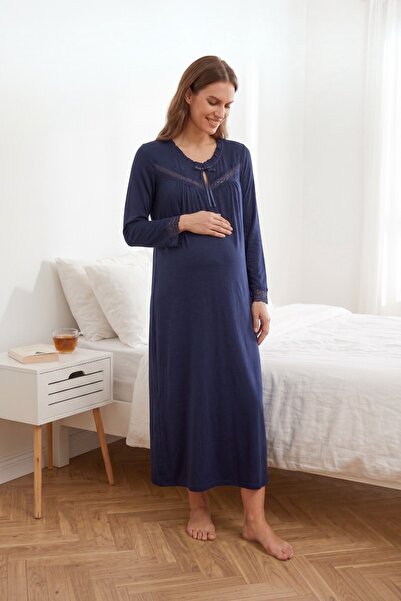 Miss Dünya Lissa Lalina Lace Detailed Maternity and Postpartum Long Sleeve Ni...