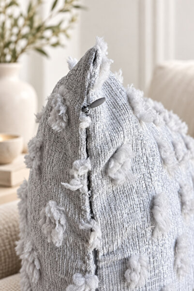 Decomia Home Şönil Kumaş Gri Renk Gizli Fermuarlı Kırlent Kılıfı Seti 4 Adet (41 x 41 cm)